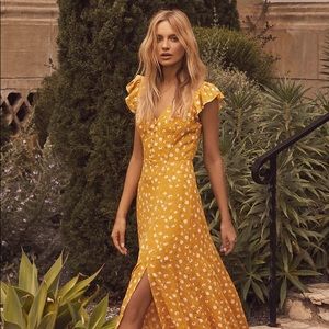Fresh picked mustard yellow floral maxi dress